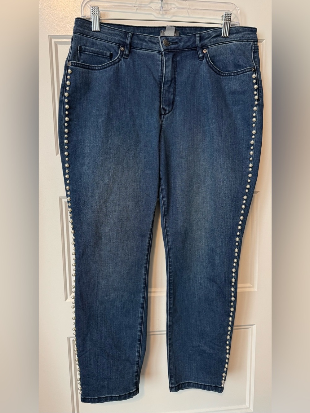 Marika Stewart Pearl Embellished Jeans | Mid Rise | Size 12P